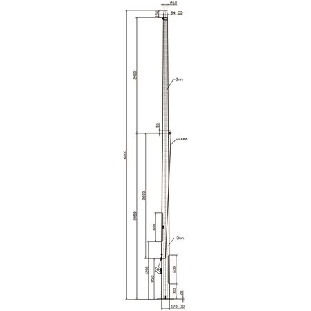 6.0m Octagonal Hinged Light Pole