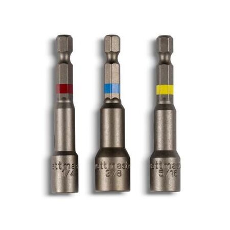 Nut Setter Kit Magnetic Hexagonal 3pce Length 65mm Imperial Sizes 1/4", 5/16", 3/8"