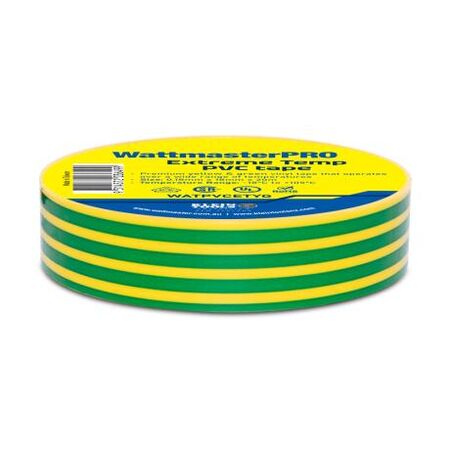 Insulation Tape PVC Extreme Temperature -18 to +105°C Width 18mm x Length 20m x Thickness 0.18mm Green/Yellow