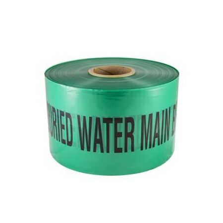 Underground Tape "Danger Water Main Below" Green Width 150mm x Length 500m