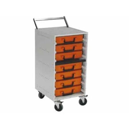Rolacase Enclosed Mobile 7 Drawer Frame Complete With 7 WATRC001 Orange Cases