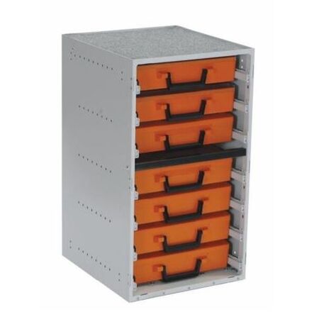 Rolacase Enclosed 7 Drawer Frame Complete With 7 WATRC001 Orange Cases