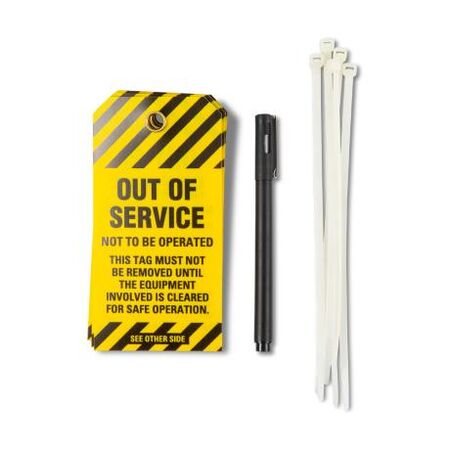 Lockout Tag (Out Of Service) Black & Yellow W/Pen 5 Pack
