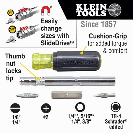 HVAC Slide Drive™ Multi-Bit Screwdriver / Nut Driver, 8-in-1