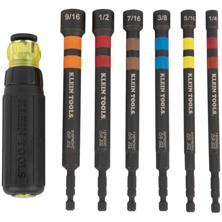 Hollow Magnetic Colour-Coded Ratcheting Power Nut Drivers, 6-Piece