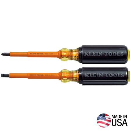 Screwdriver Set, 1000V Insulated Slotted and Phillips, 2-Piece