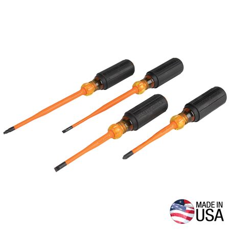 Screwdriver Set, Slim-Tip Insulated Phillips, Cabinet, Square, 4-Piece