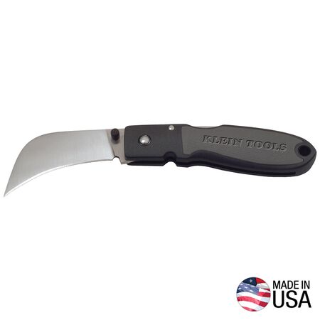 Lockback Knife, 6.7 cm Hawkbill Blade, Black Handle
