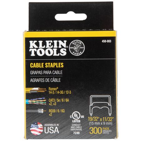 Insulated Cable Staples, 31/64 -Inch x 13/64-Inch, Pk 300