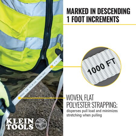 Conduit Measuring Pull Tape, 2500 lbs x 3000 ft