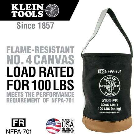 Canvas Bucket, Flame-Resistant, 30.5 cm