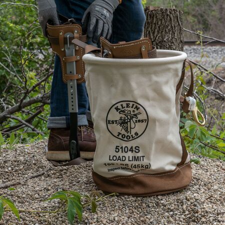 Canvas Bucket, Leather Bottom, Swivel Snap, 30.5 cm