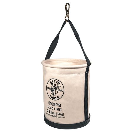 Canvas Bucket, Wide Straight Walls with Pocket, Swivel Snap, 30.5 cm