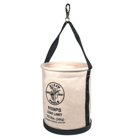 Canvas Bucket, Wide Straight Walls with Pocket, Swivel Snap, 30.5 cm