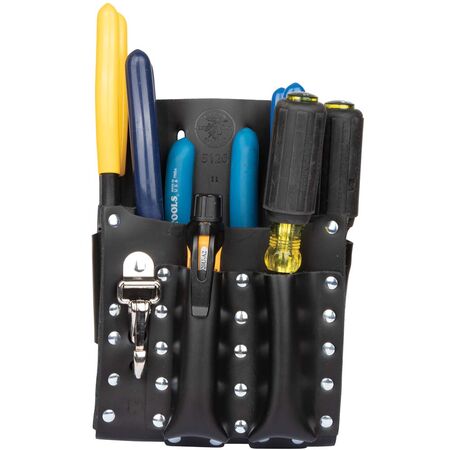 Leather Tool Pouch with Knife Snap - 5-Pocket