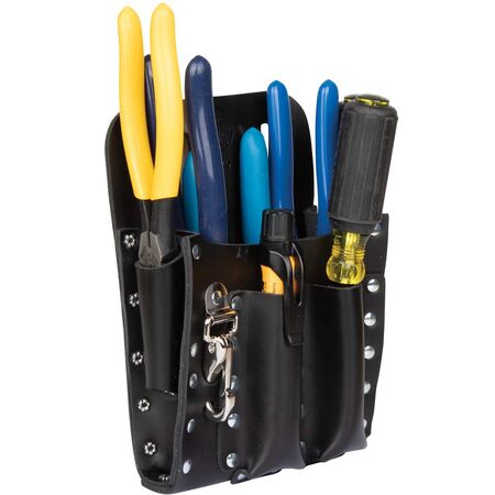 Leather Tool Pouch with Knife Snap - 5-Pocket