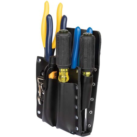 Leather Tool Pouch with Knife Snap - 5-Pocket