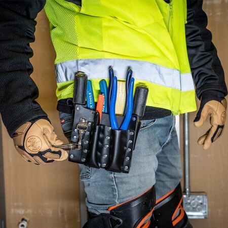 Leather Tool Pouch with Knife Snap - 5-Pocket