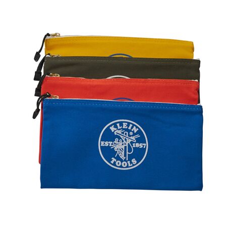 Zippered Bags, Canvas Tool Pouches Olive/Orange/Blue/Yellow, 4-Pack