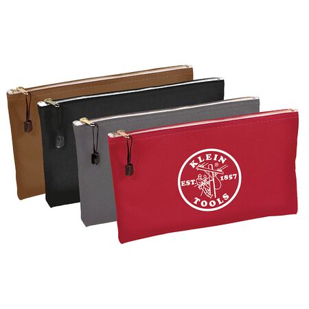 Zippered Bags, Canvas Tool Pouches Brown/Black/Grey/Red, 4-Pack