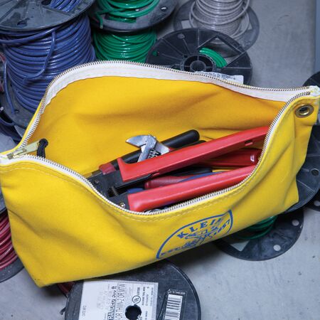 Zippered Bag, Canvas Tool Pouch, 25.4 cm, Yellow