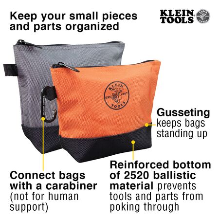 Zippered Bag, Stand-Up Tool Pouch, 2-Pack