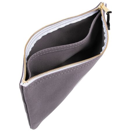 Zipper Bag with Divider, Canvas Tool Pouch, 17.8 cm, Gray