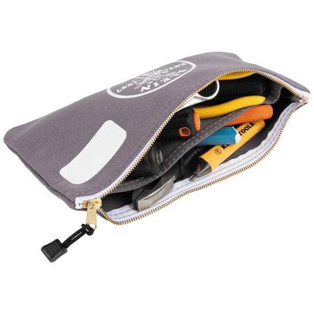 Zipper Bag with Divider, Canvas Tool Pouch, 17.8 cm, Gray