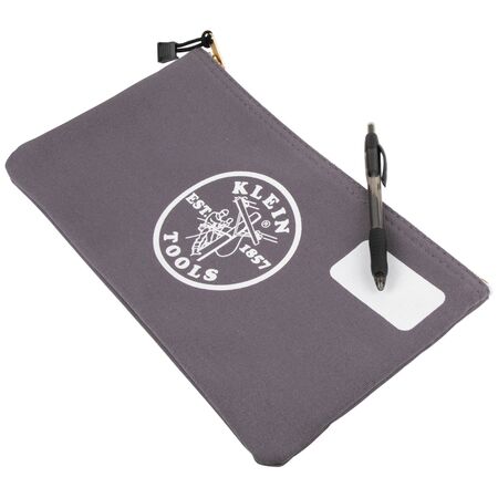 Zipper Bag with Divider, Canvas Tool Pouch, 17.8 cm, Gray