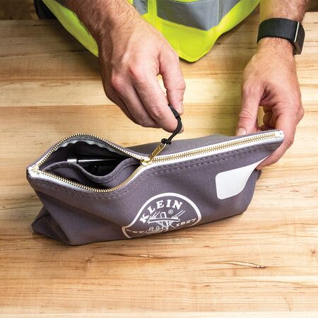 Zipper Bag with Divider, Canvas Tool Pouch, 17.8 cm, Gray