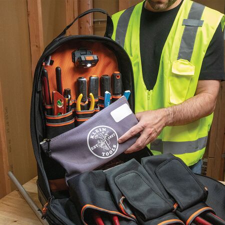 Zipper Bag with Divider, Canvas Tool Pouch, 17.8 cm, Gray