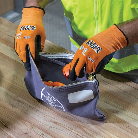 Zipper Bag with Divider, Canvas Tool Pouch, 17.8 cm, Gray