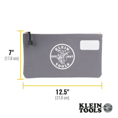 Zipper Bag with Divider, Canvas Tool Pouch, 17.8 cm, Gray