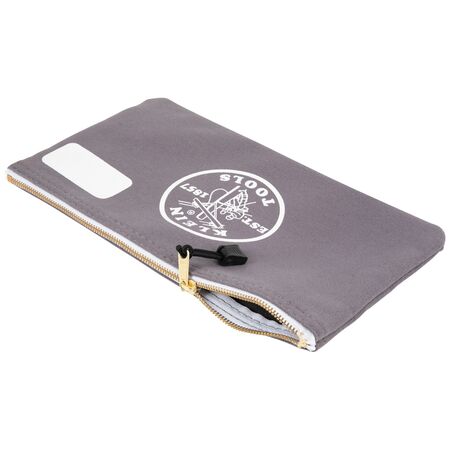 Zipper Bag with Divider, Canvas Tool Pouch, 17.8 cm, Gray