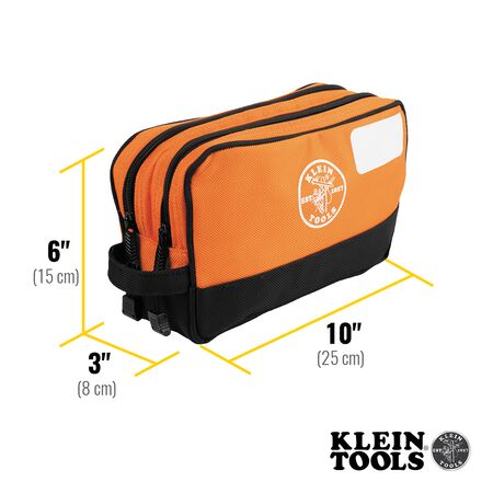 Double Zipper Bag, 25.4 cm x 15.2 cm, Orange