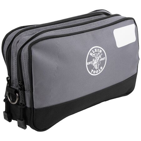 Double Zipper Bag, 30.5 cm x 17.8 cm, Grey