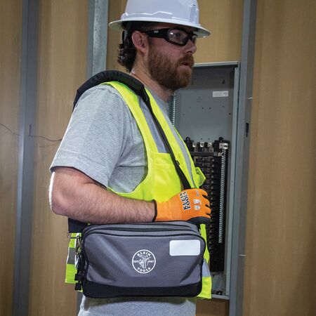 Double Zipper Bag, 30.5 cm x 17.8 cm, Grey