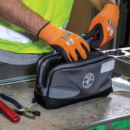 Double Zipper Bag, 30.5 cm x 17.8 cm, Grey