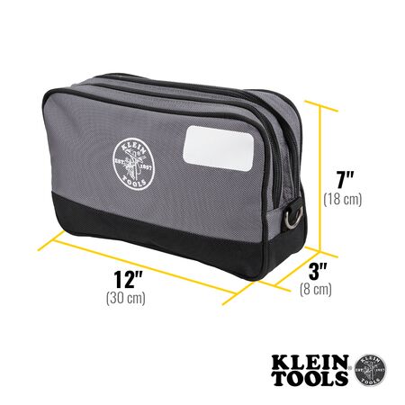 Double Zipper Bag, 30.5 cm x 17.8 cm, Grey