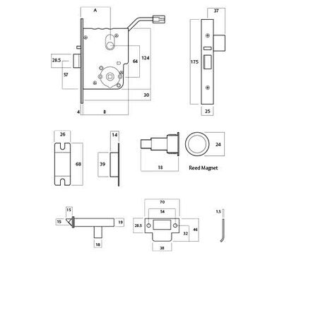 Electric Mortice Lock 60mm Backset | Monitored | 12-24VDC | Satin Chrome | by Dicker Data