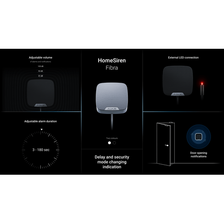 AJAX HomeSiren Fibra Wired Indoor Siren | 81-105 dB Volume | LED Indication | Tamper Protection | by Dicker Data