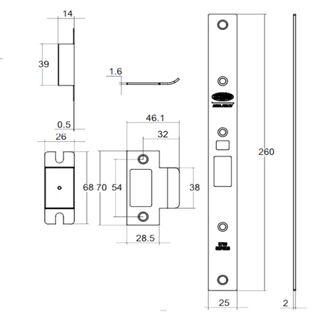 LOCKWOOD 3782 Timber Door Fixing Conversion Kit | Forend Cover Plate & Strike Box Included | Stainless Steel Finish | by Dicker Data
