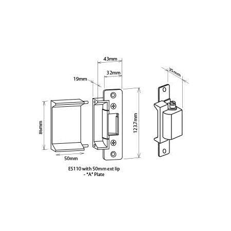 LOCKWOOD ES110 50MM Extension Lip | One-Piece Aluminium Body | Deeper Strike-Keeper Area | by Dicker Data