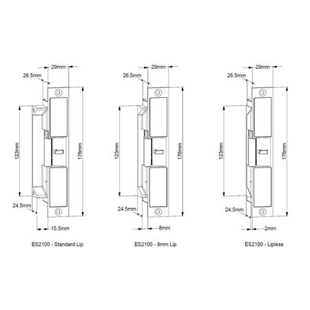 Electric Strike Lockwood ES2100 | 10-30VDC | Monitored with Reed Switch | IP54 Weather Resistant | by Dicker Data