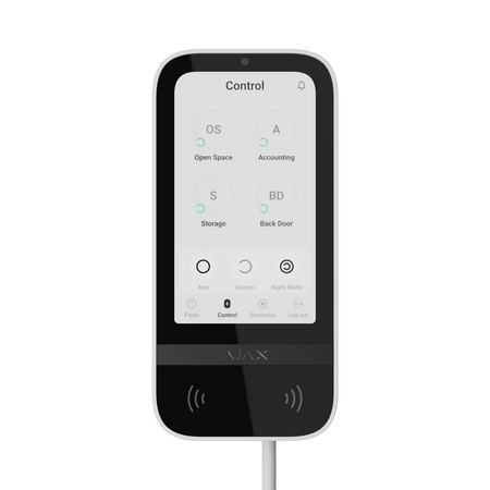 AJAX Touchscreen Keypad Fibra White | 5" IPS Display | 30,000 Hour Backlight | Panic Buttons | by Dicker Data