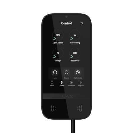 AJAX Touchscreen Keypad Fibra Black | 5" IPS Display | Capacitive Touch | 50 Personal Codes | by Dicker Data