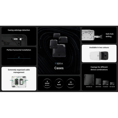 AJAX CASE D FIBRA Black | Durable Casing | Supports 8 Devices | Bubble Level Included | by Dicker Data