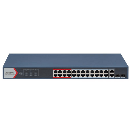 24 Port Managed PoE Switch | 370W Power Budget | 2x Gigabit Uplink | PoE Watchdog | by Dicker Data