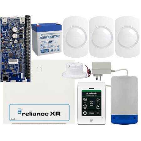 DAS Reliance XR Kit2 Security Alarm Bundle | Metal Enclosure | Touch Control Panel | 3 PET Immune Sensors | by Dicker Data