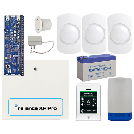 DAS Reliance XRPRO Security Kit | Metal Housing PCB | XR Touch Keypad | 3 GUARDALL Motion Detectors | by Dicker Data